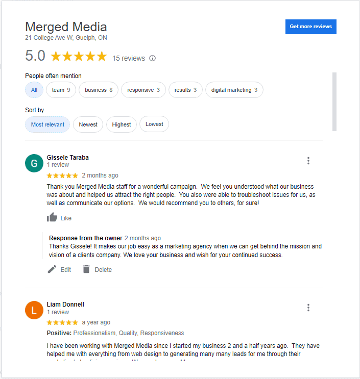 Merged Media google reviews